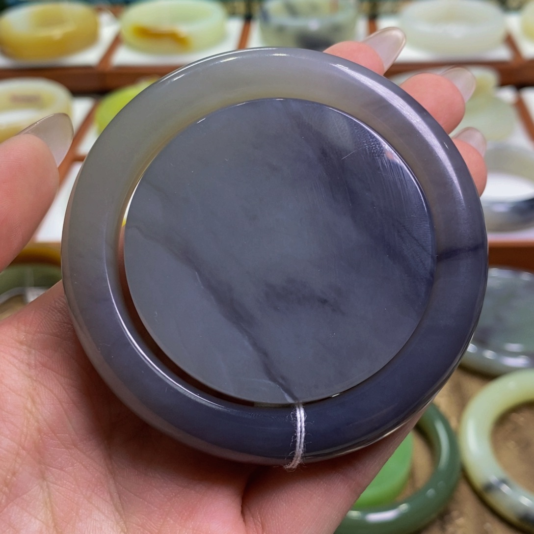 和田玉手镯未镶嵌意境烟紫56➕