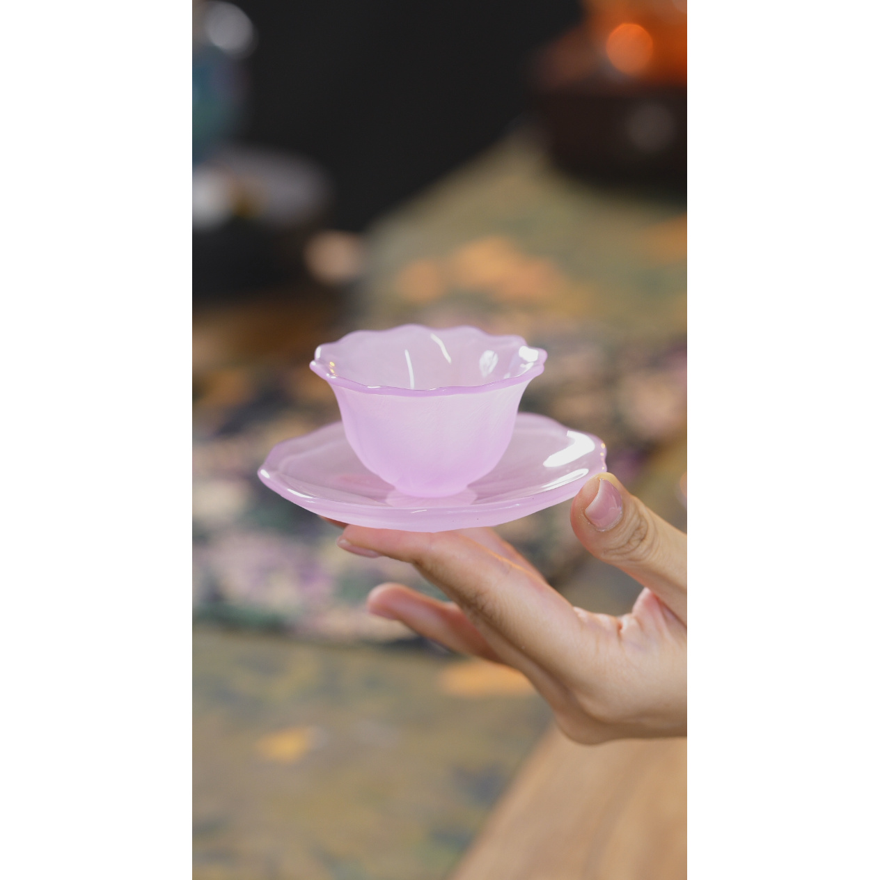 仙女花玉盏茶杯紫色