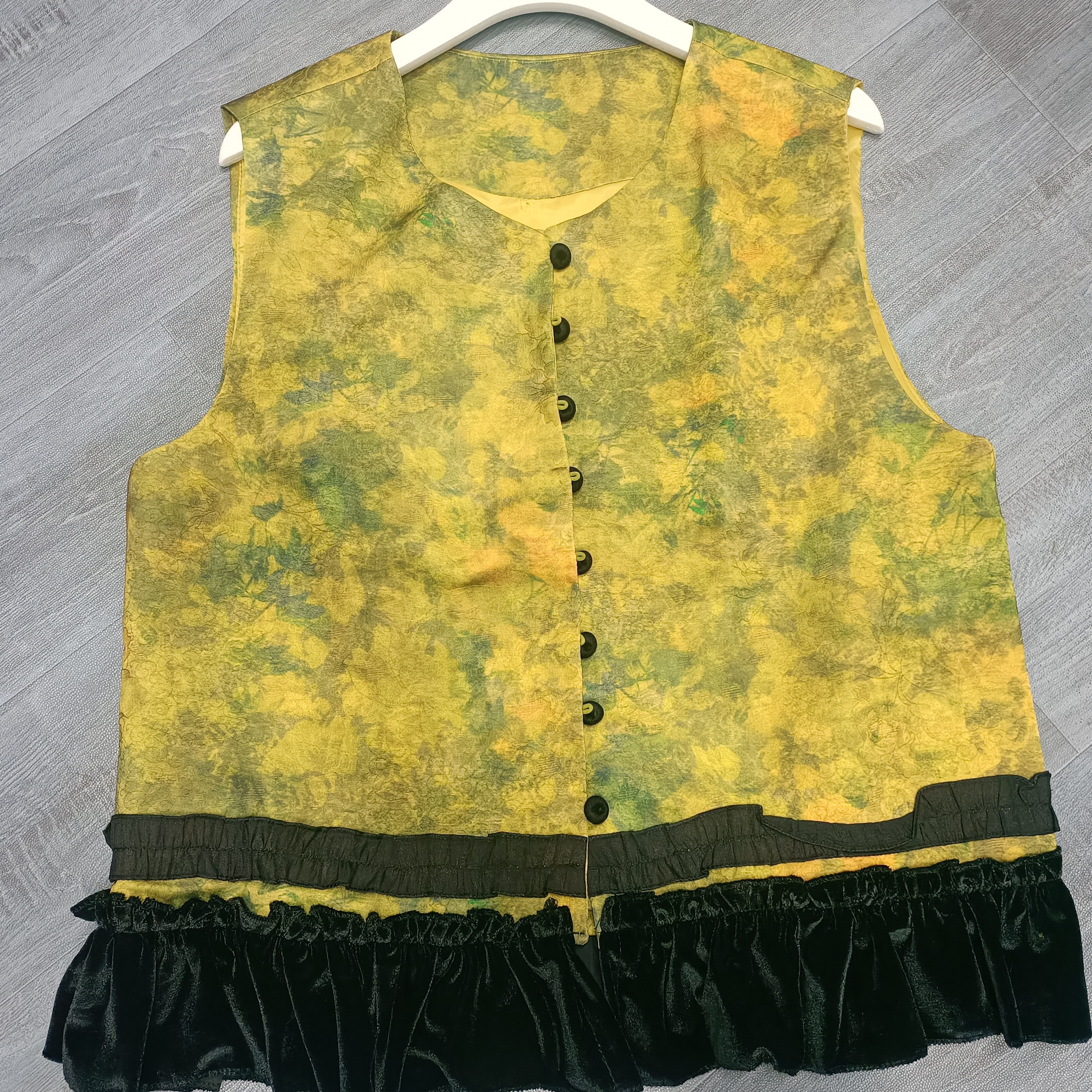 常规厚度秋季女提花圆领拼接马夹马甲上衣双层印花百搭
