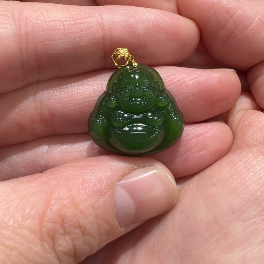 和田玉18K金镶嵌颈饰