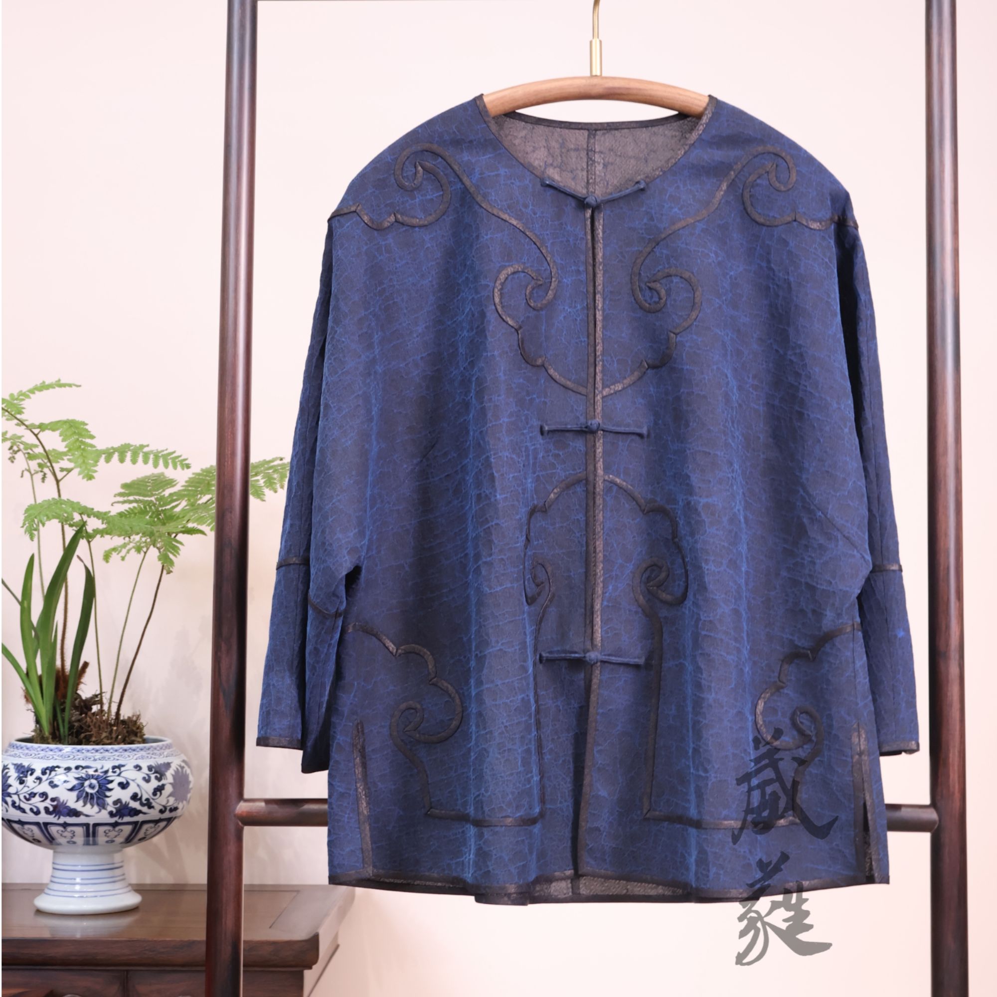 【皓玉】葳蕤国风中式服装莨纱圆领对襟如意褂（衣长65胸围120