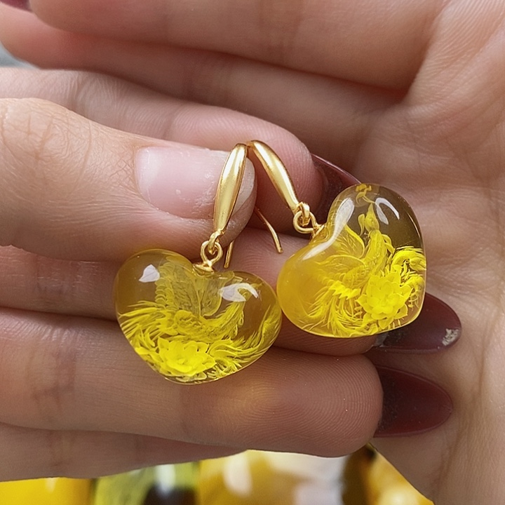 琥珀耳饰未镶嵌耳环