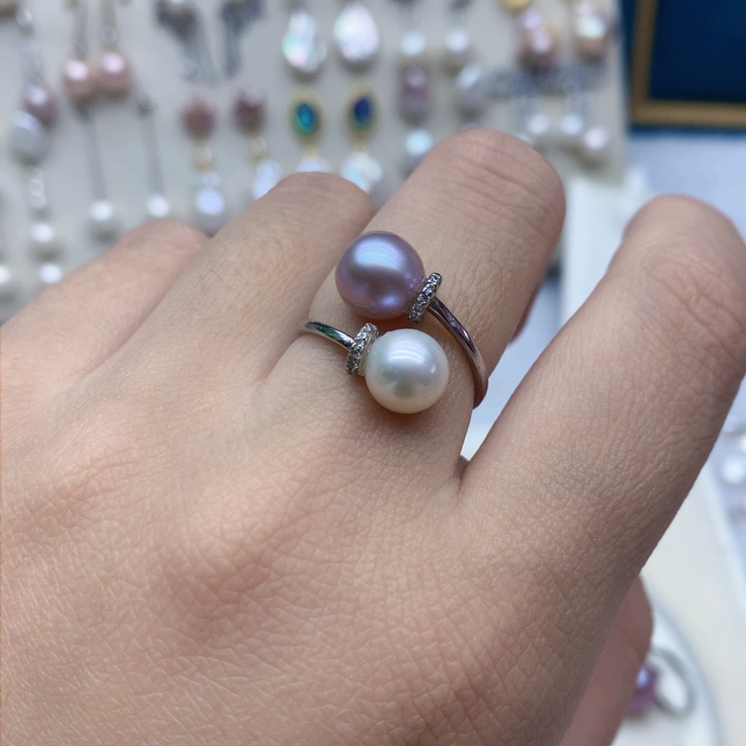 淡水珍珠戒指银S925镶嵌