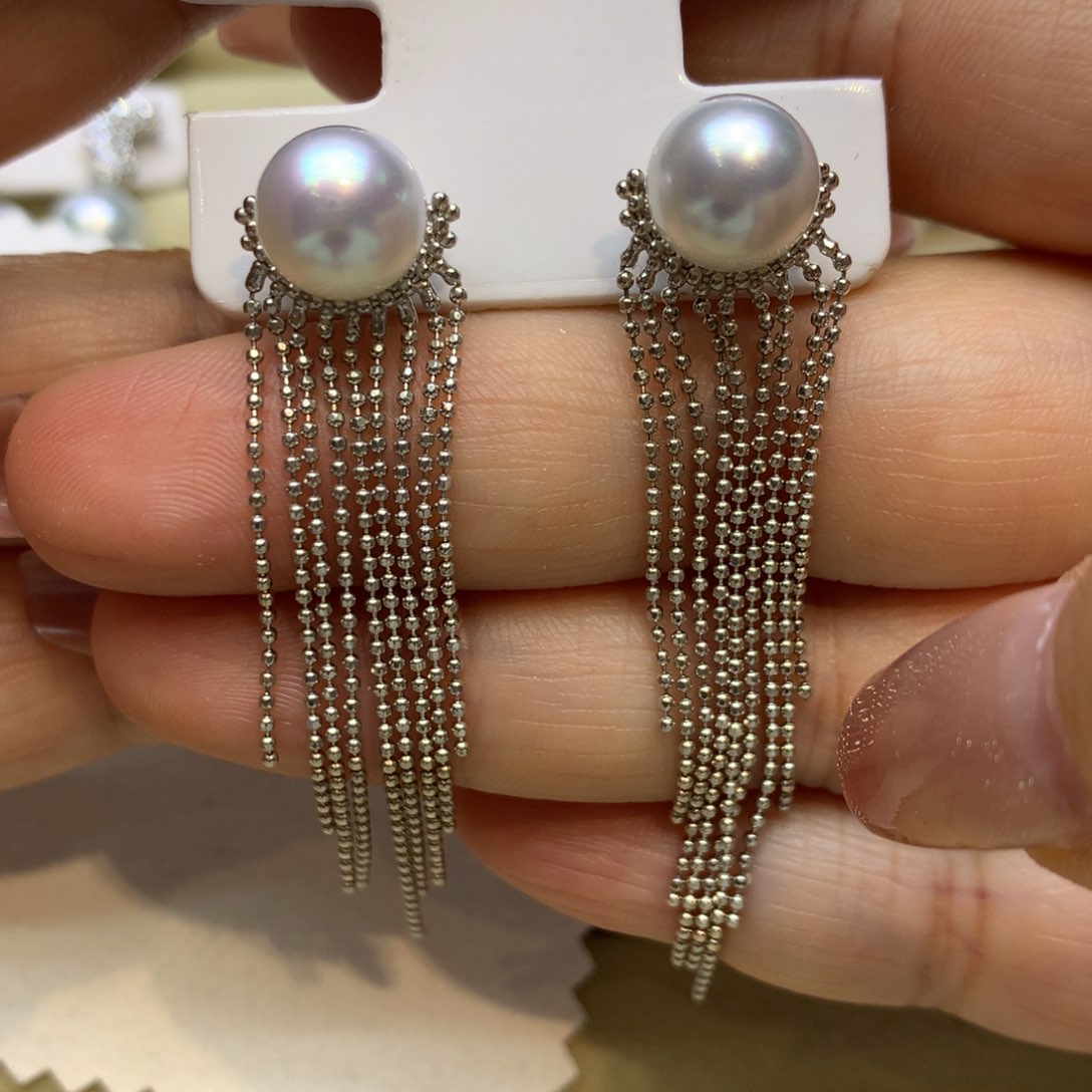 银S925镶嵌耳饰海水珍珠