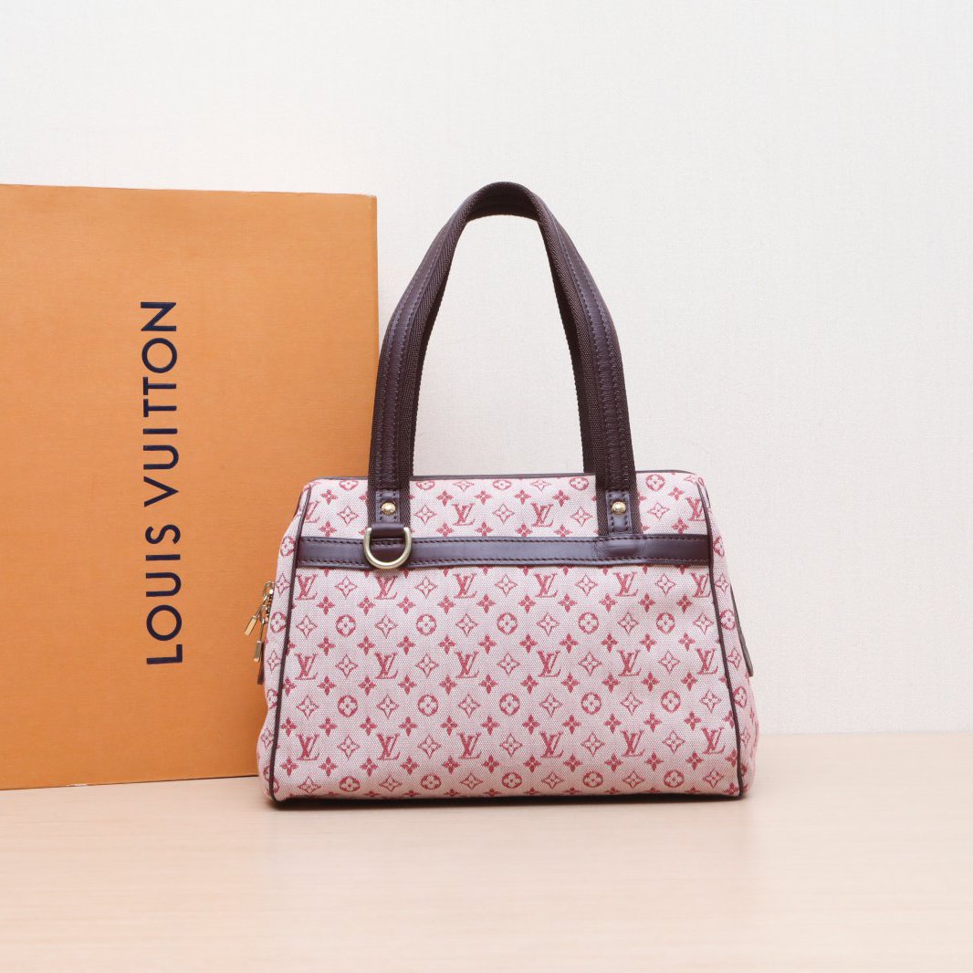 95新 LouisVuitton/路易威登 小花黑黑 帆布中古 丹宁蛙口 单肩包