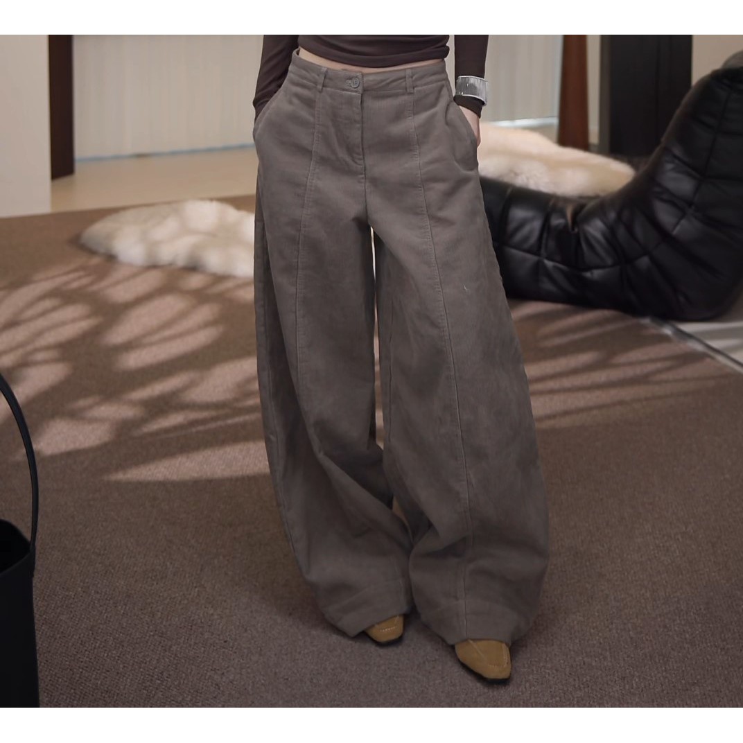 卢尚十分灯芯绒弯刀裤000975