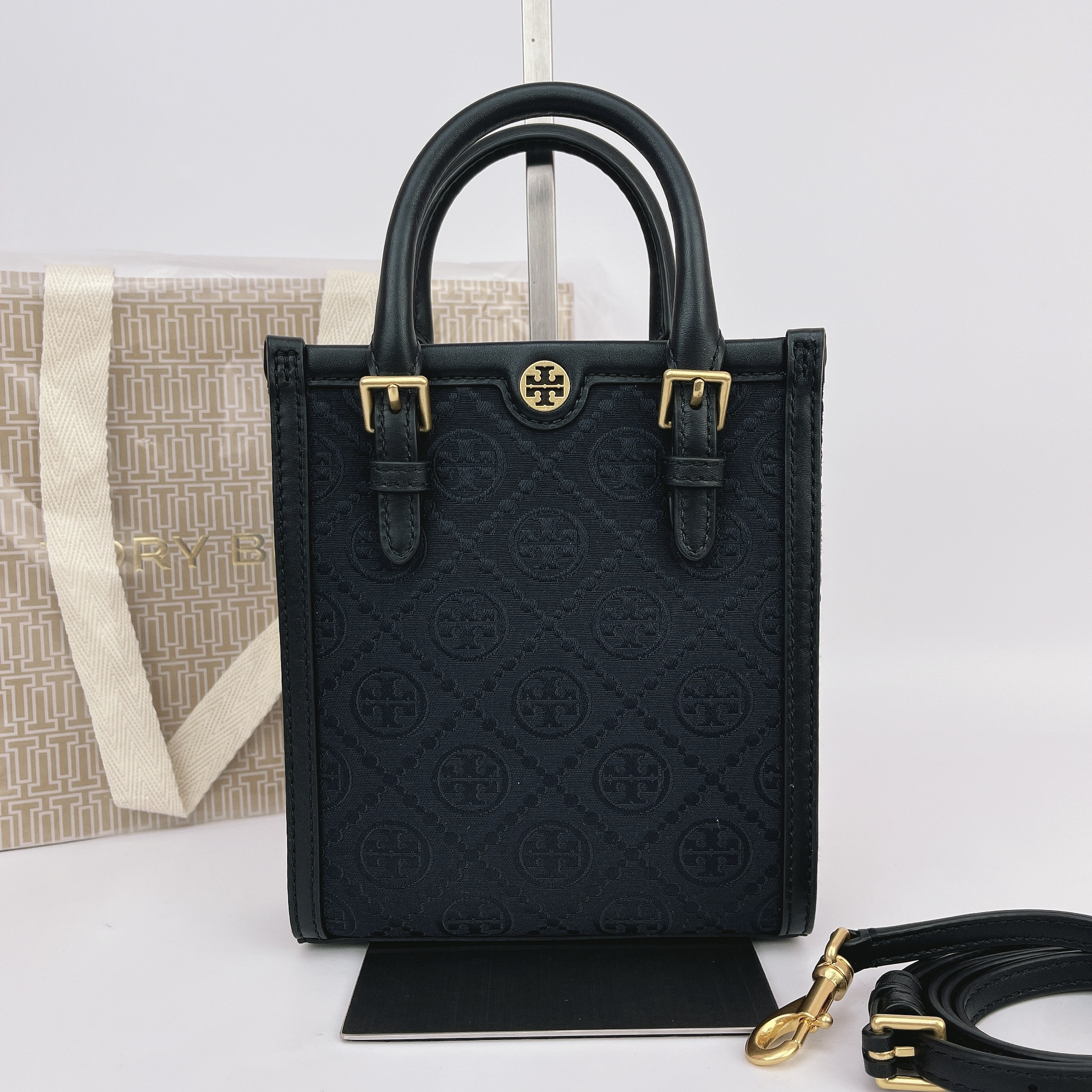 95新 TORY BURCH/汤丽柏琦 汤丽柏琦黑色手提包底16 N728