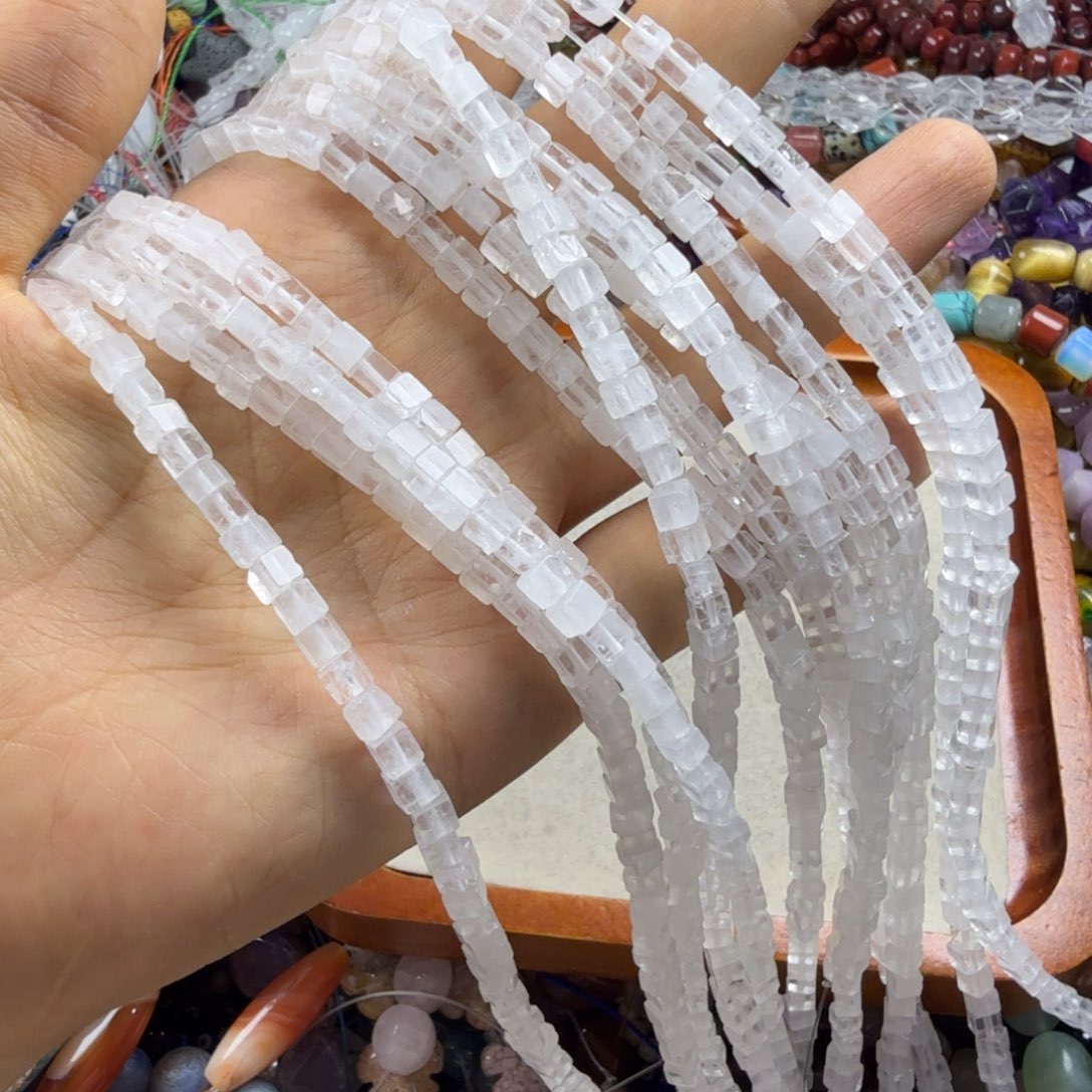 查罗石合金珠宝半成品卡4白水方块一条