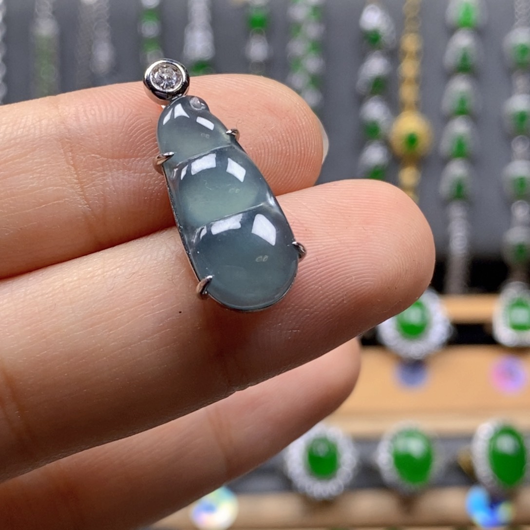 颈饰银S925镶嵌翡翠22号