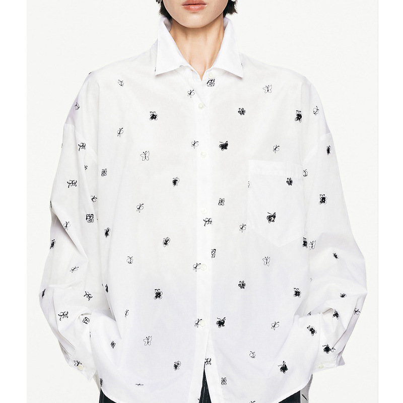 【江*定单】2025早春新品衬衫立体刺绣气质通勤时尚宽松上衣棉S否