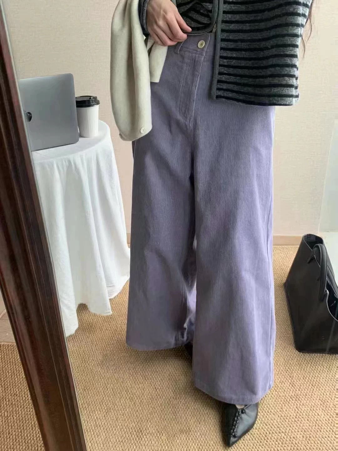 韩代灯芯绒直筒裤女2025春新款显瘦休闲阔腿裤