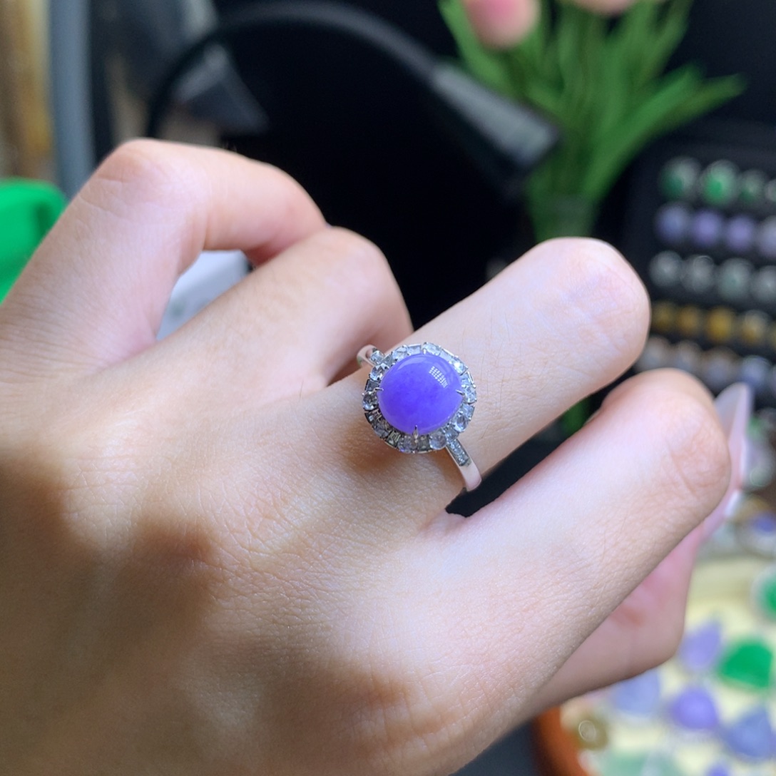 翡翠18K金镶嵌颈饰天然 