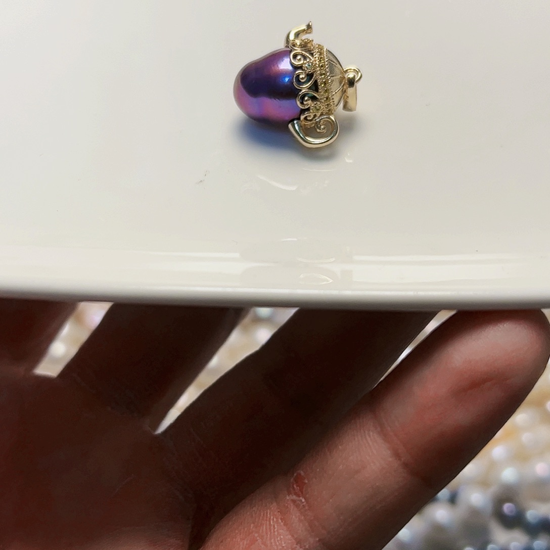 淡水珍珠吊坠(不含链)银S925镶嵌