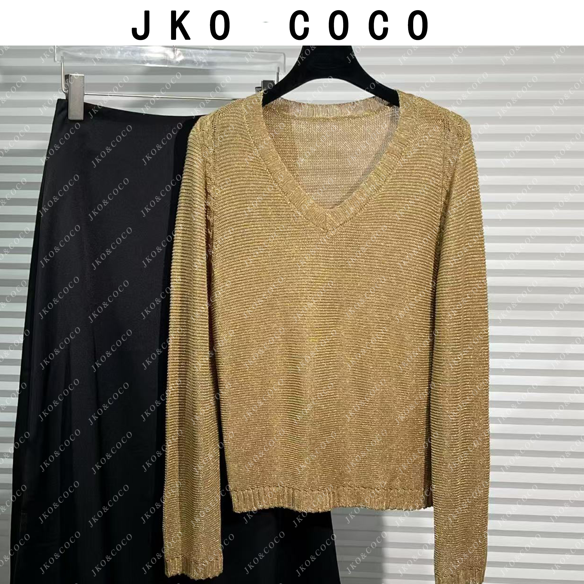 JKO&COCO 【金色年华•长袖】意大利水晶纱夏季薄款百搭 针织衫 长袖