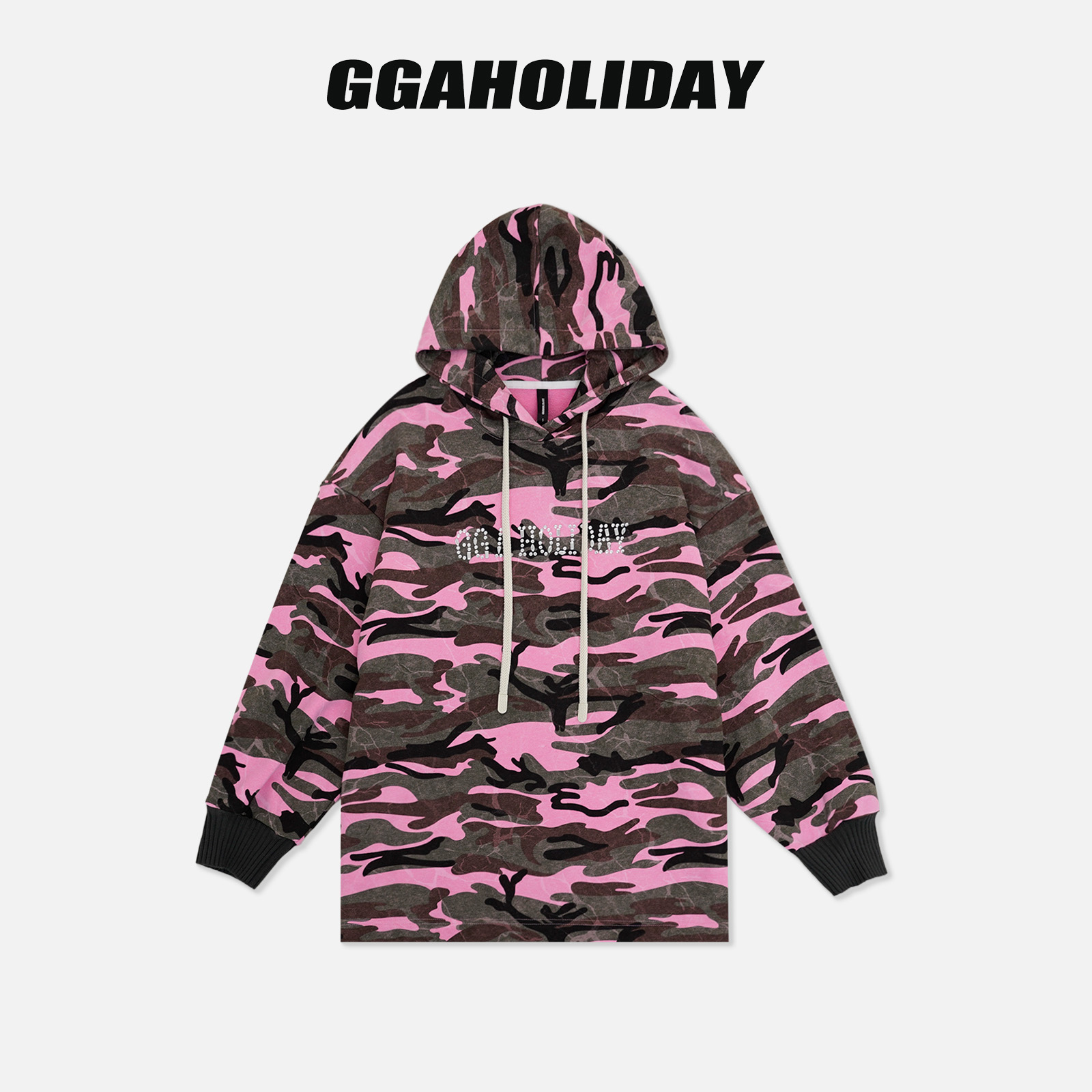 GGAHOLIDAY秋冬时尚运动休闲宽松潮流连帽迷彩长袖卫衣-154067