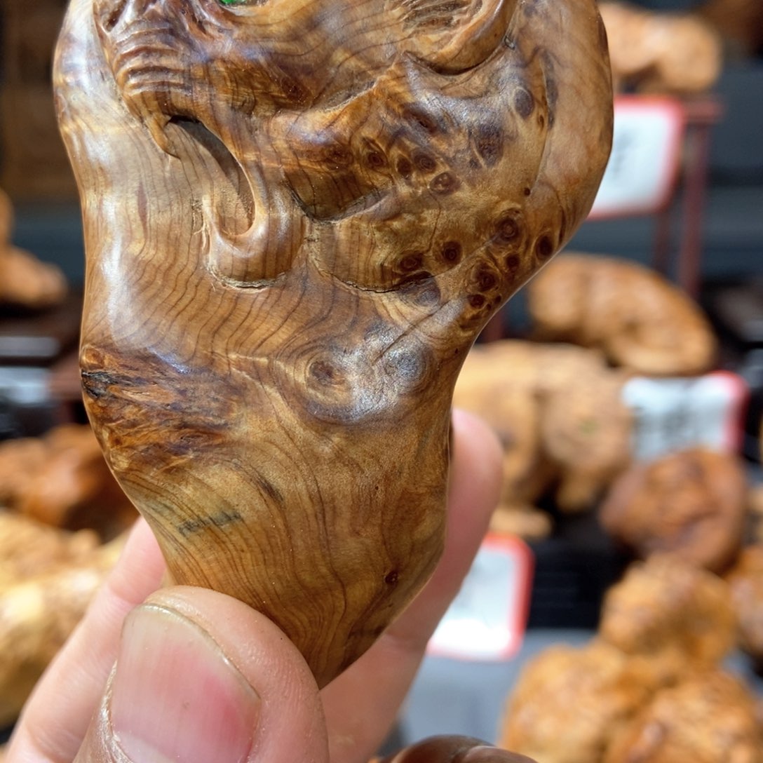 柏木（崖柏）木雕手工把件太行崖柏瘤疤料豹子