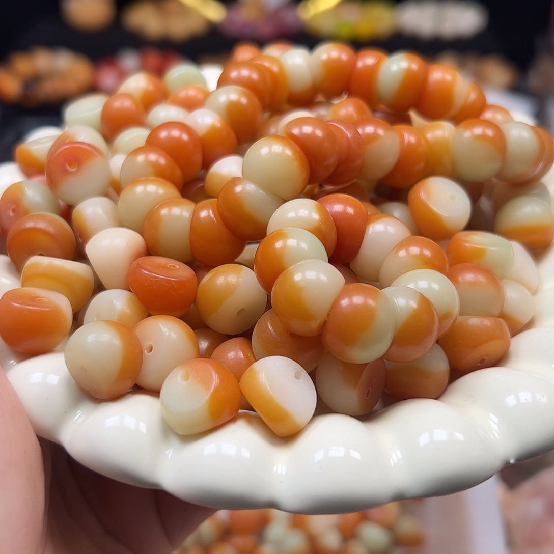 菩提根/象牙果手串卡17金橘飘红山竹50颗