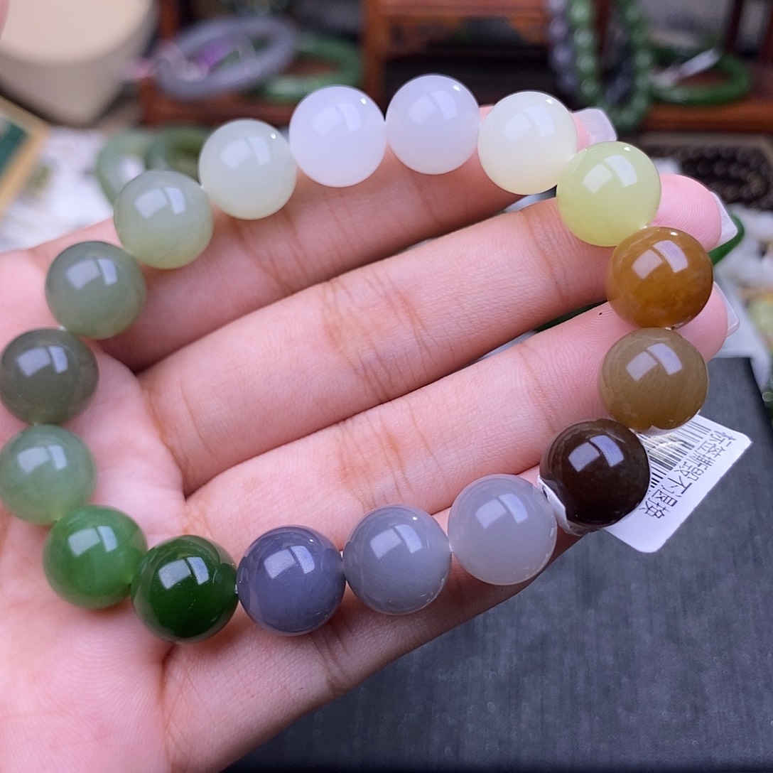 和田玉多宝精品毕业手串12mm未镶嵌