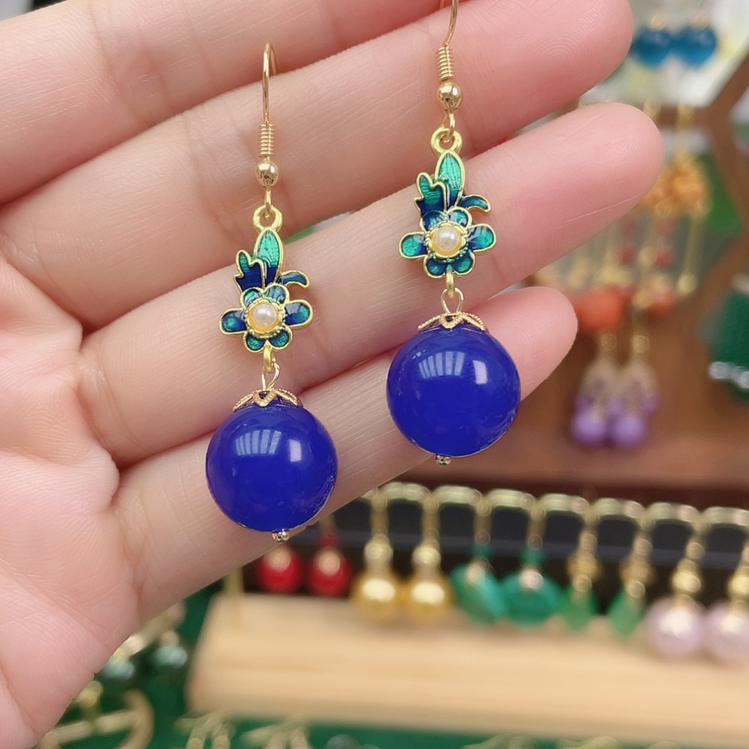 玛瑙/玉髓合金耳饰