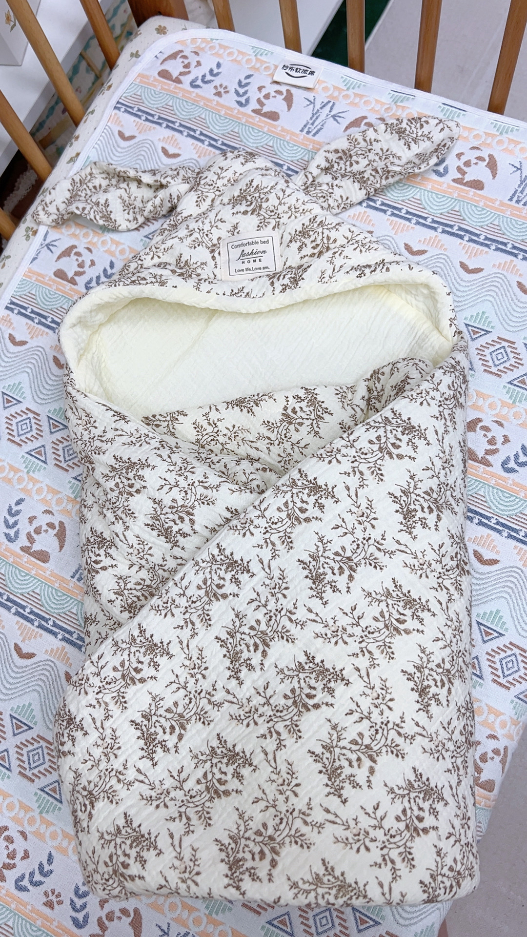 双面皱皱纱纱布棉婴儿抱被秋冬加厚新生儿产房适用