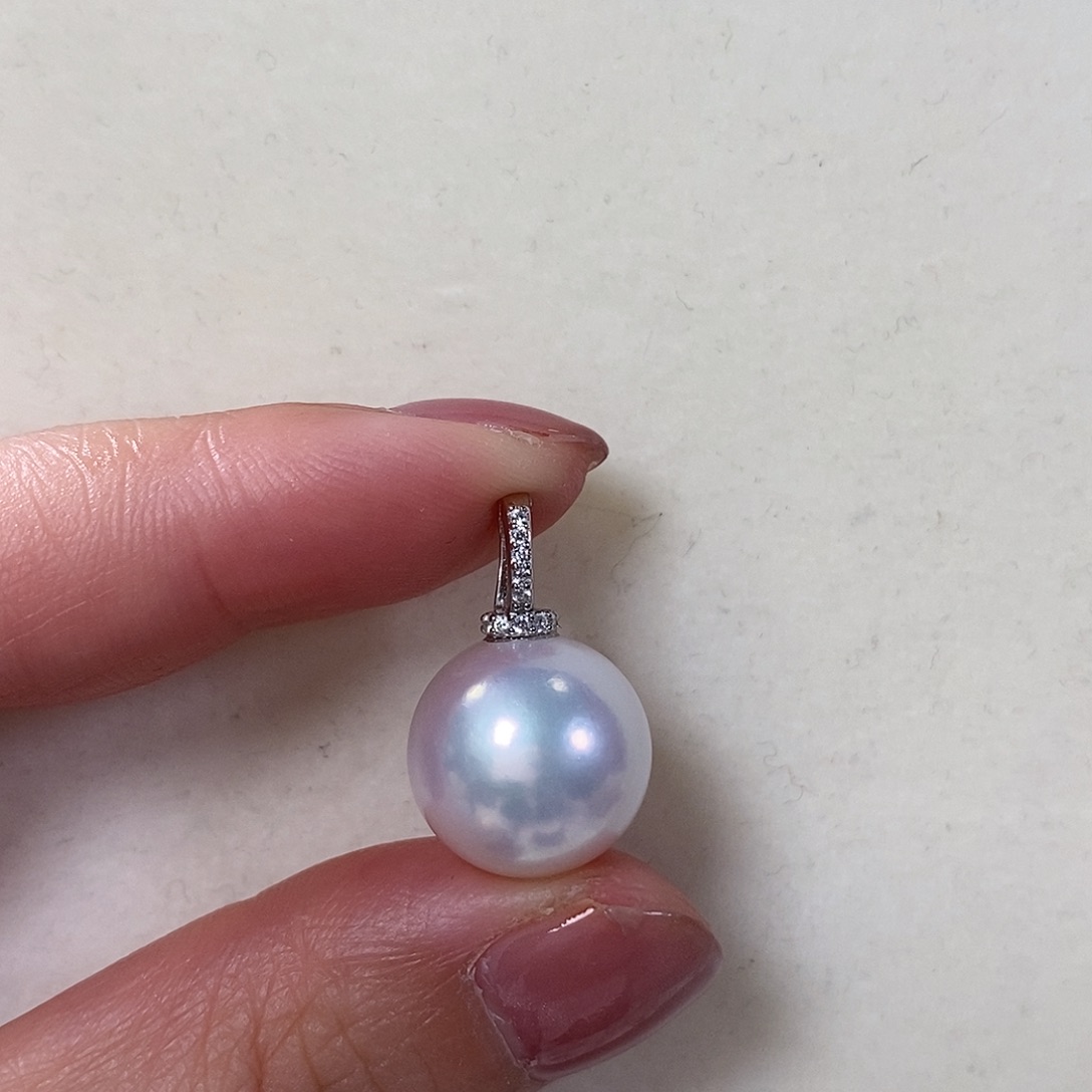 淡水珍珠吊坠(不含链)银S925镶嵌好**l13.9mm