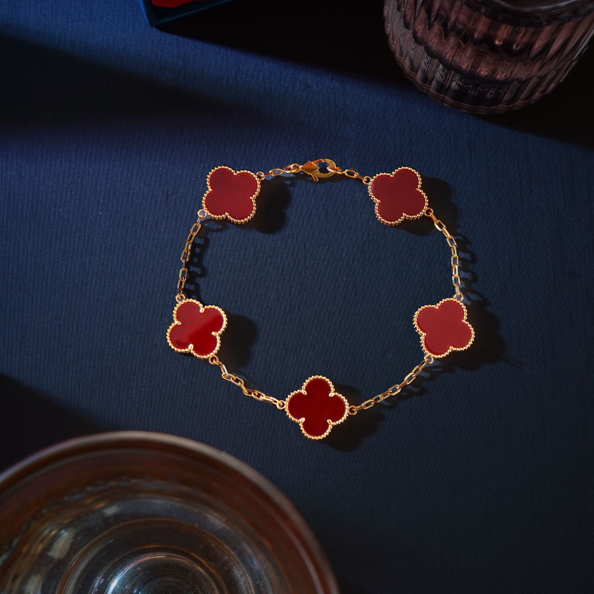 【佳佳专属新版五花】18K金玛瑙五花超重金手链 多样性发一件