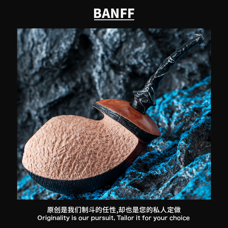 班夫工作室原创设计混面木色鲸鱼西班牙进口石楠木380重器烟斗