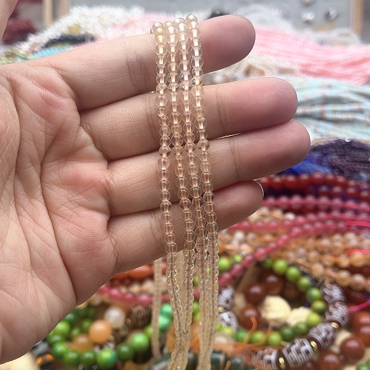 玛瑙/玉髓珠宝半成品未镶嵌一条3.5mm左右黄水晶珠