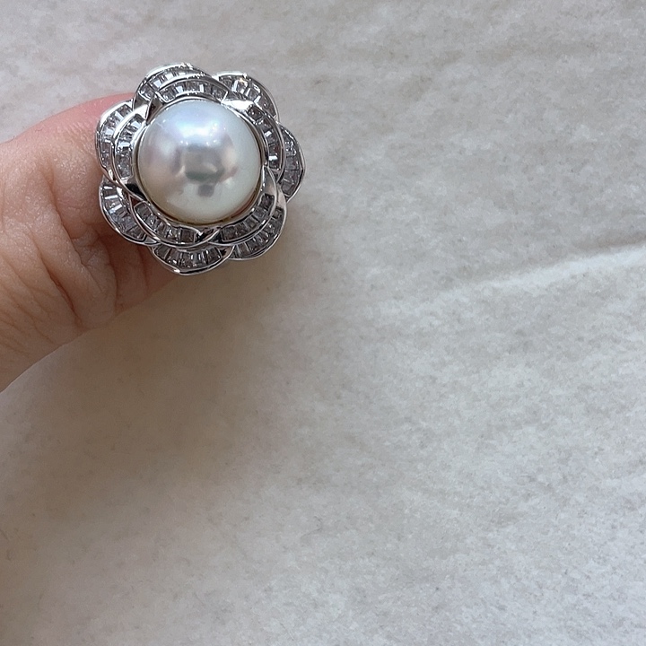 戒指银S925镶嵌海水珍珠