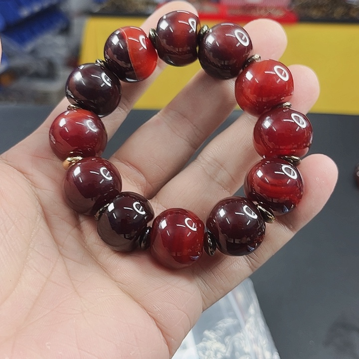 玛瑙手链未镶嵌T20血离子卡算盘珠子