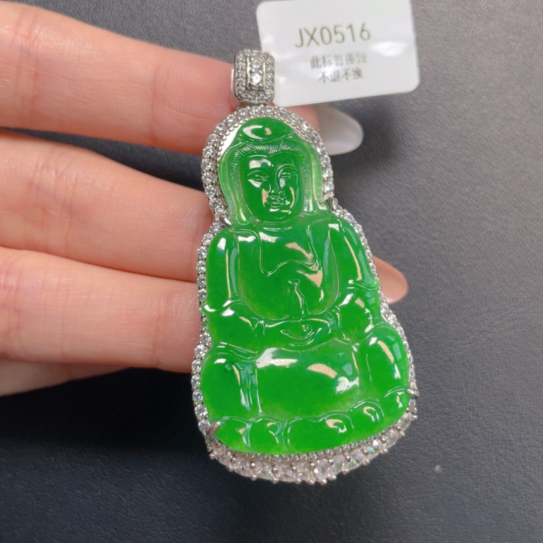 翡翠银S925镶嵌吊坠(不含链)