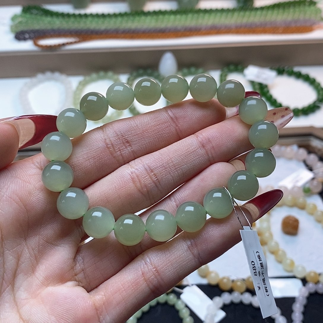 和田玉手链未镶嵌双**姐冰晴水猫眼卡十