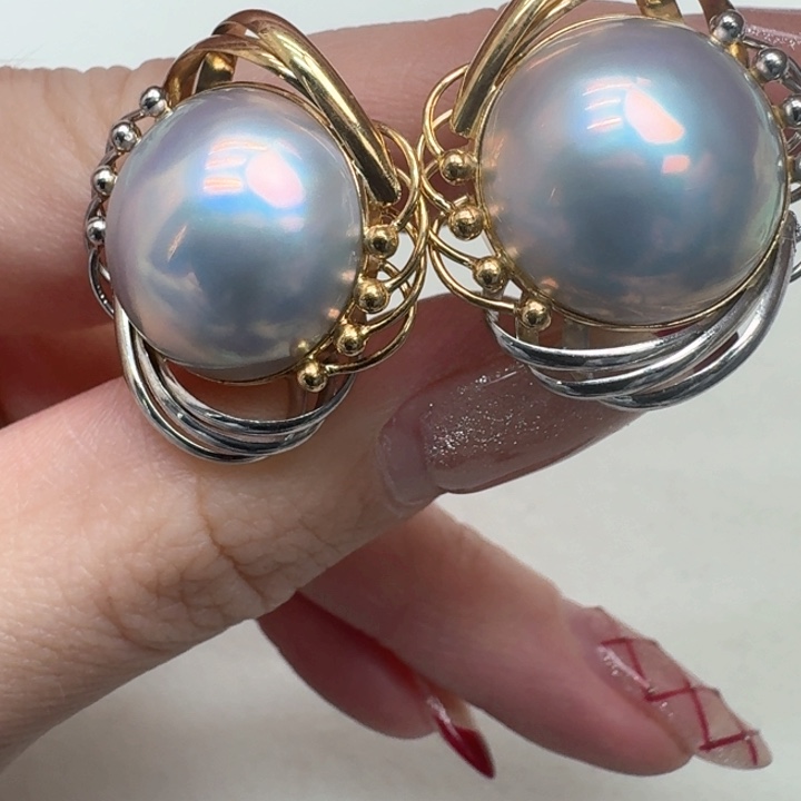 拼合珍珠（马贝珠）耳饰未镶嵌