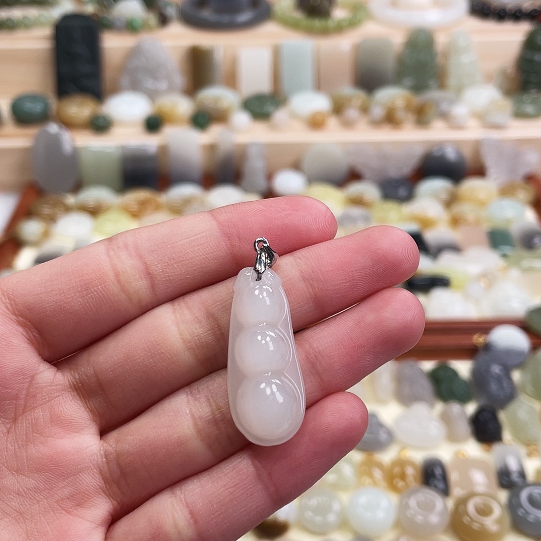 和田玉银S925镶嵌吊坠(不含链)