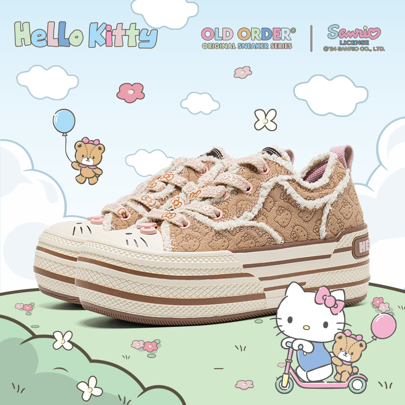 OLD ORDER【HELLOKITTY联名】百搭帆布鞋厚底情侣增高休闲松糕鞋
