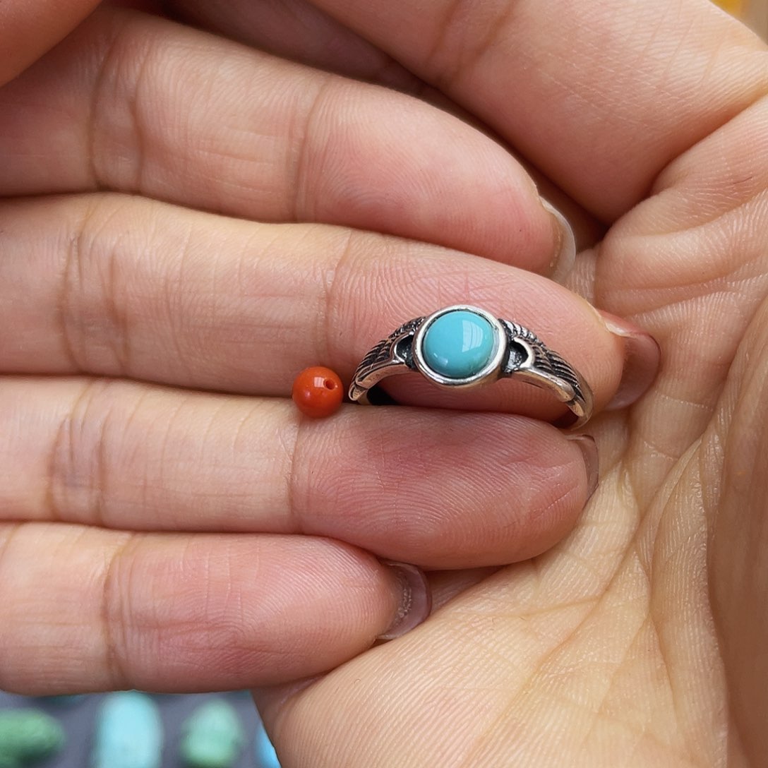 南红玛瑙戒指银S925镶嵌