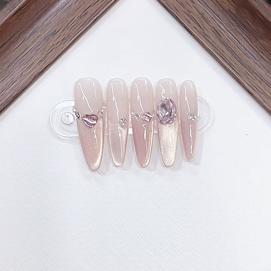 3000 NAIL “蜜糖少女”设计师高定原创纯手工高级感猫眼显白穿戴甲