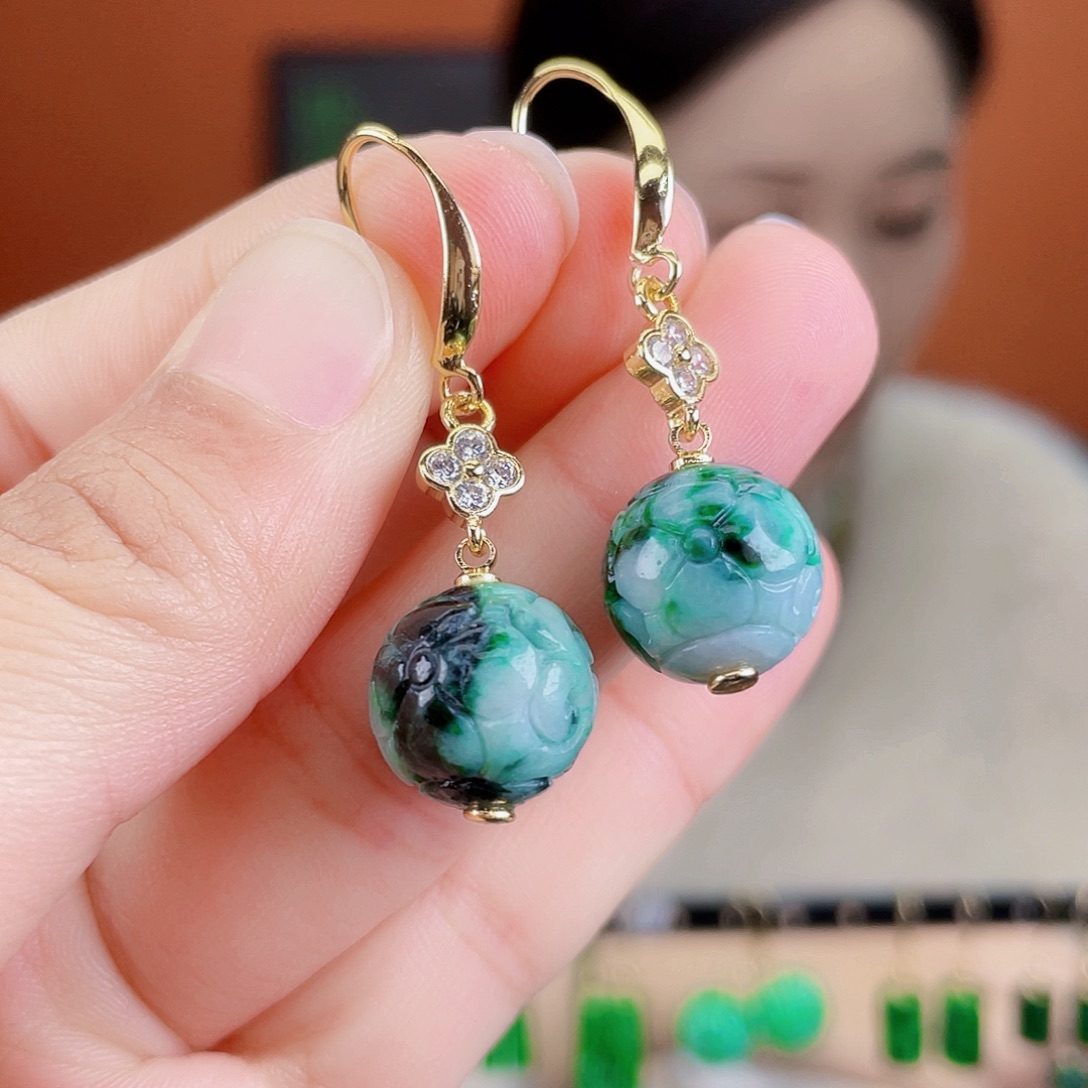 翡翠未镶嵌耳饰饰品