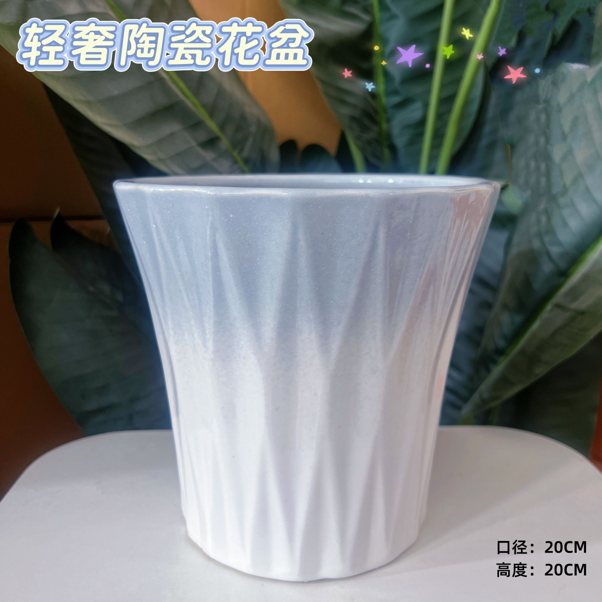 钻石渐变灰色蛮腰口20高20中号尺寸龟背竹三角梅月季玫瑰