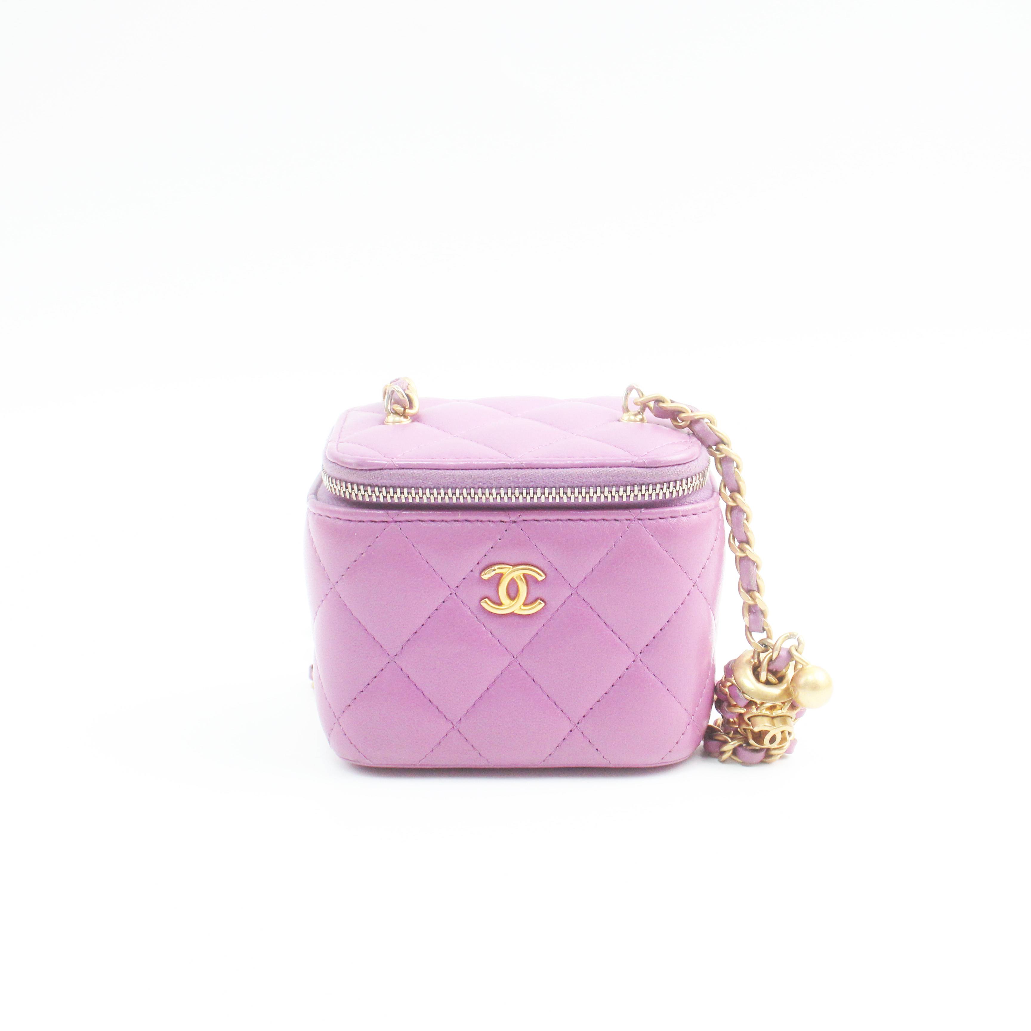 95新 Chanel/香奈儿 78676B 22S紫色核桃球化妆盒单肩斜挎包