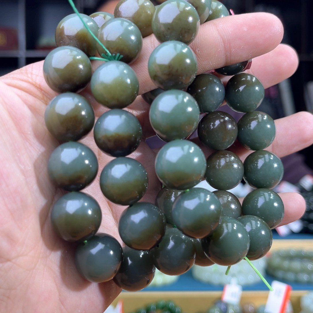 和田玉手串未镶嵌纯天然和田玉新疆且末料16多样性发其一