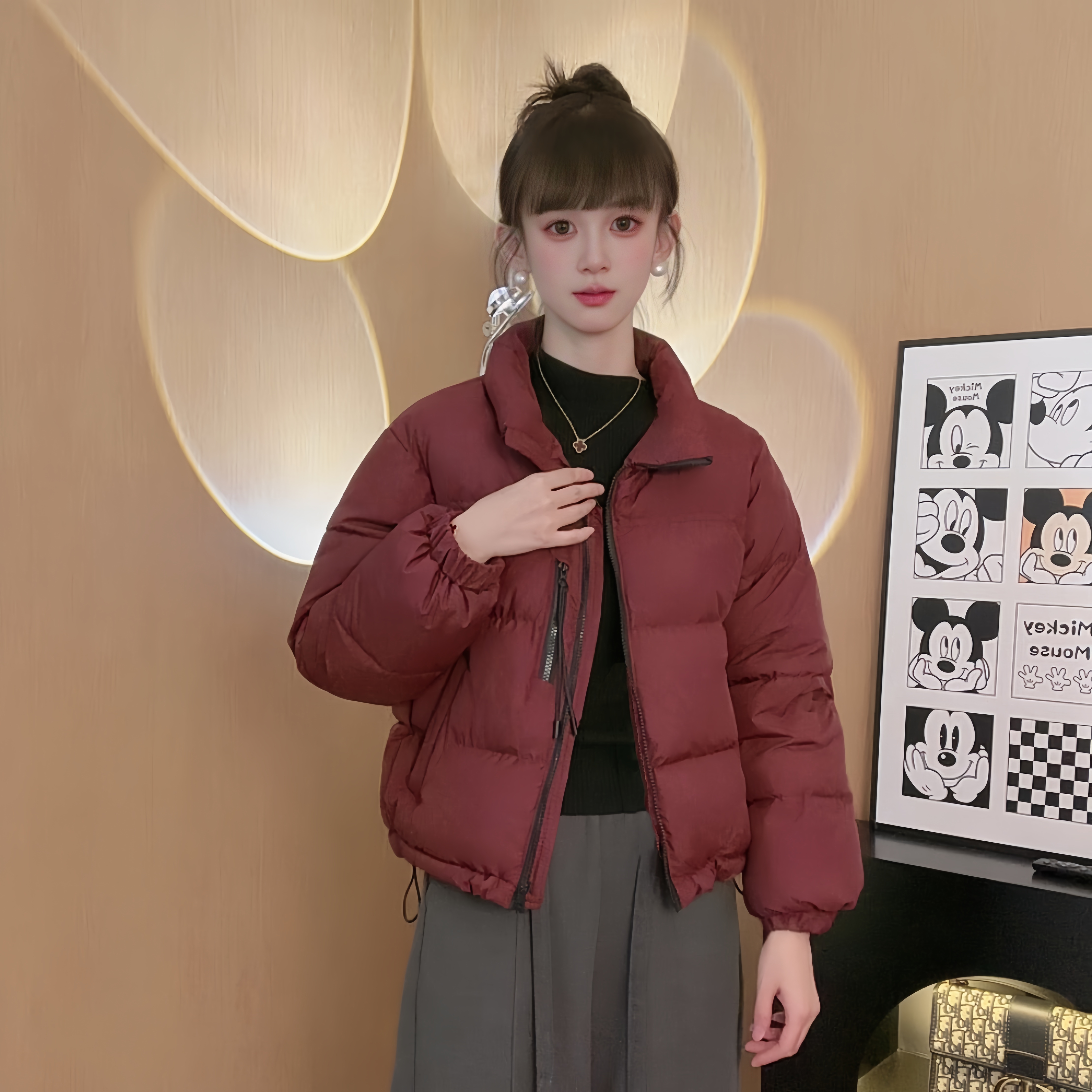 运补6-8 棉服女冬季面包服立领外套2025新款棉衣学生棉袄507