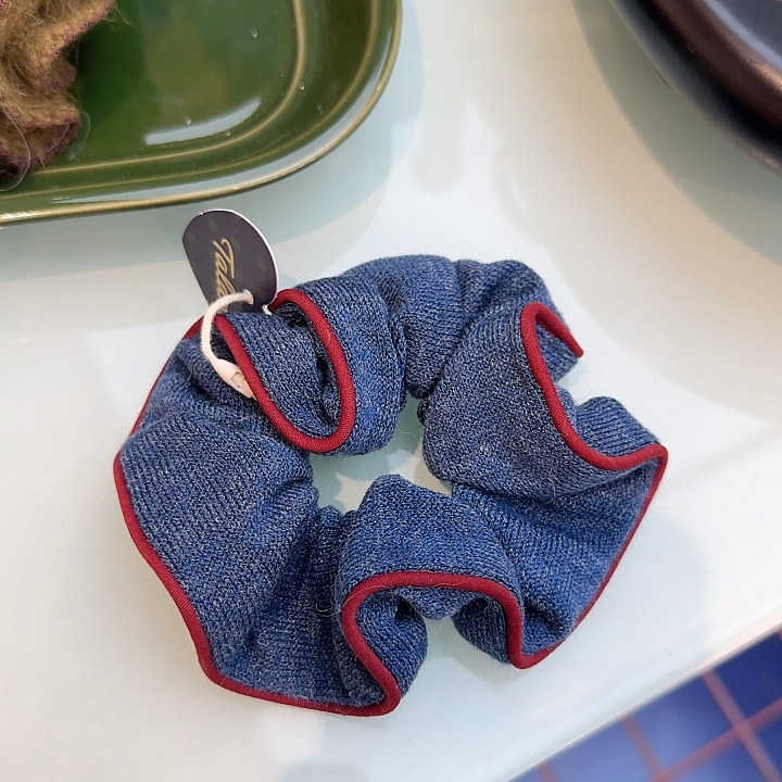 非金属布艺蓝色红边发圈