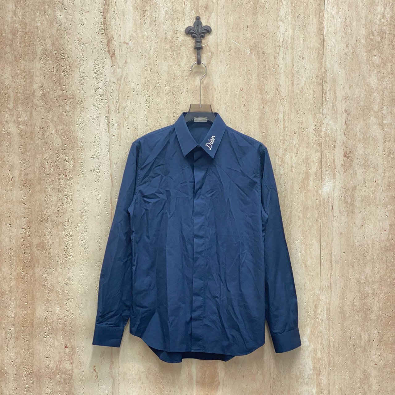 全新未使用 DIOR/迪奥 Dior 午夜蓝刺绣logo衬衫/40码/32420