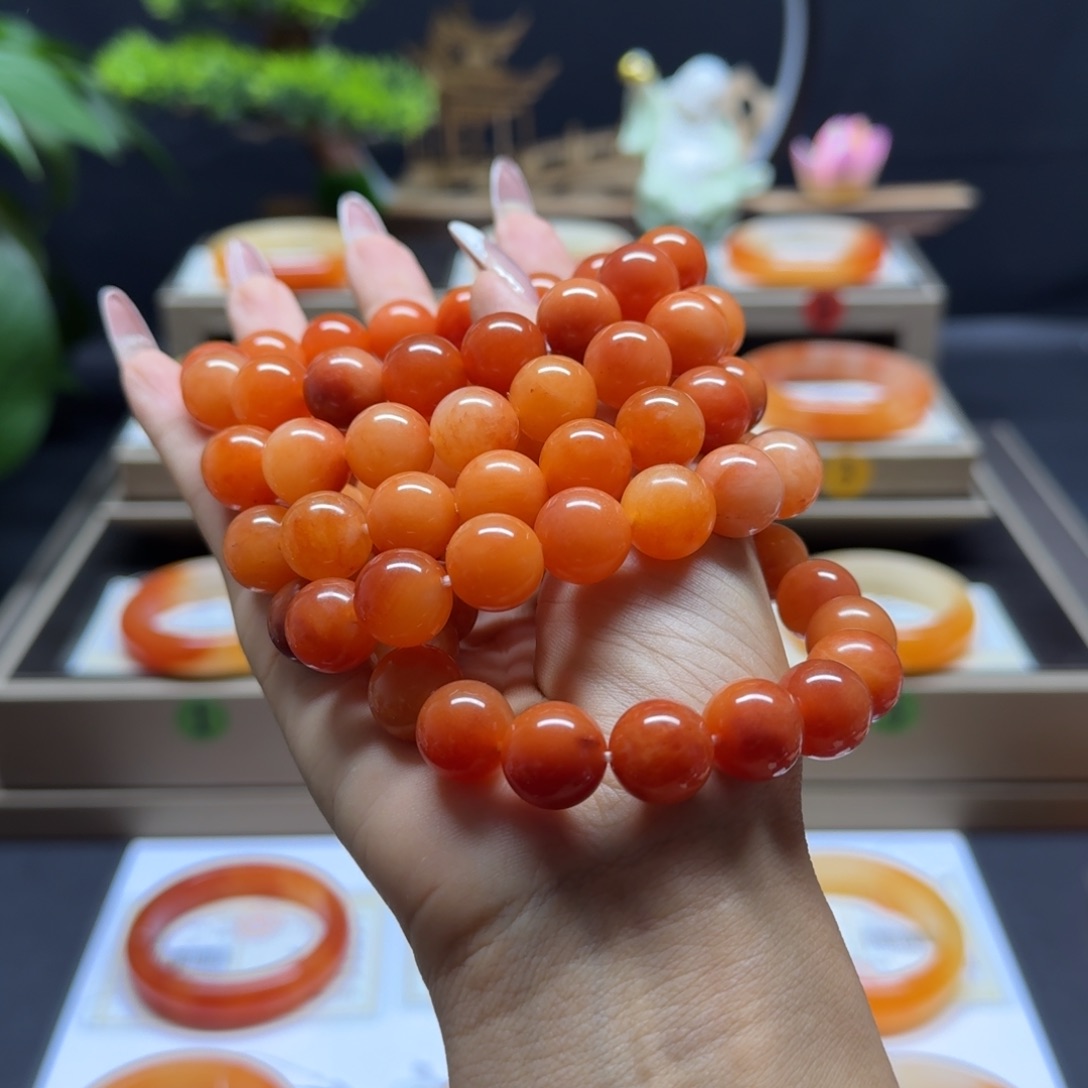 合金石英质玉（黄龙玉）手链