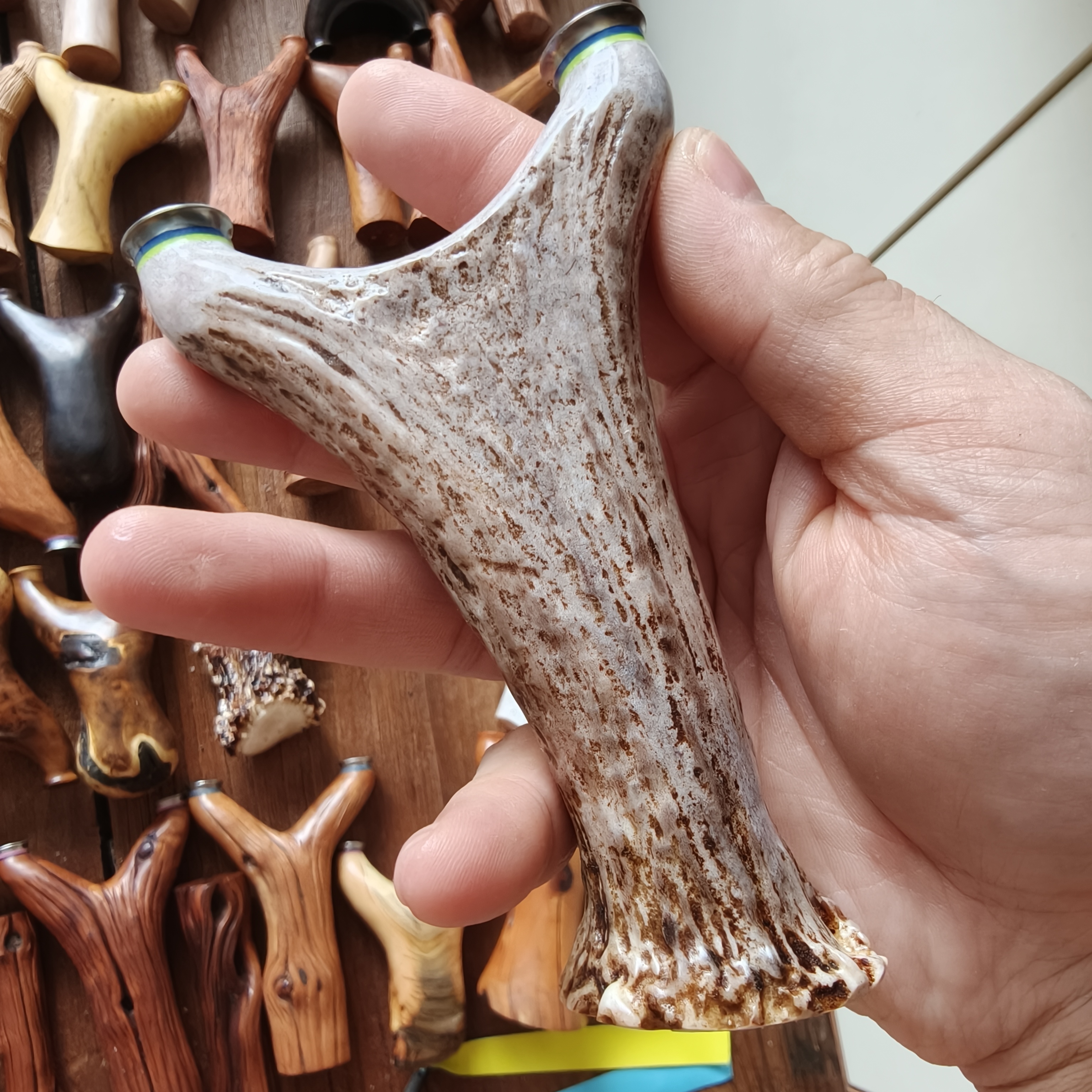 天然鹿角原叉实心弹弓料高密度根雕diy原材料可挑选