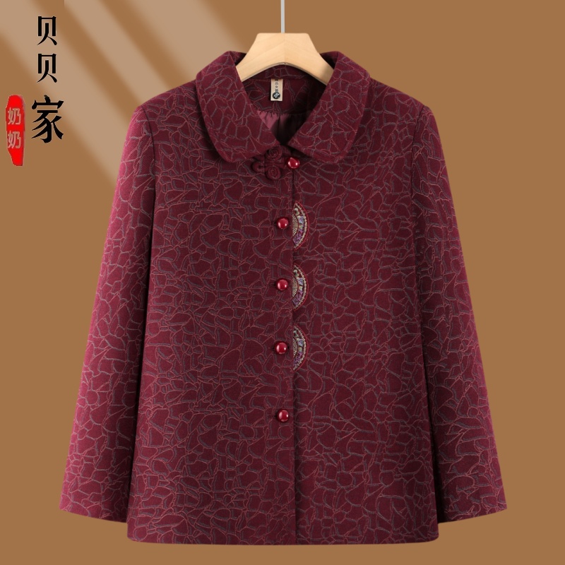 老太太衣服春秋款洋气奶奶秋装外套宽松70岁80老年人妈妈衣服绣花