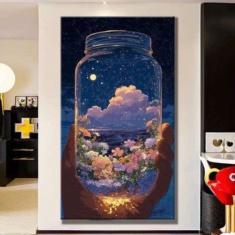 罐中夜语|数字油画diy真心遮盖六代颜料填涂色手绘礼物油彩装饰画