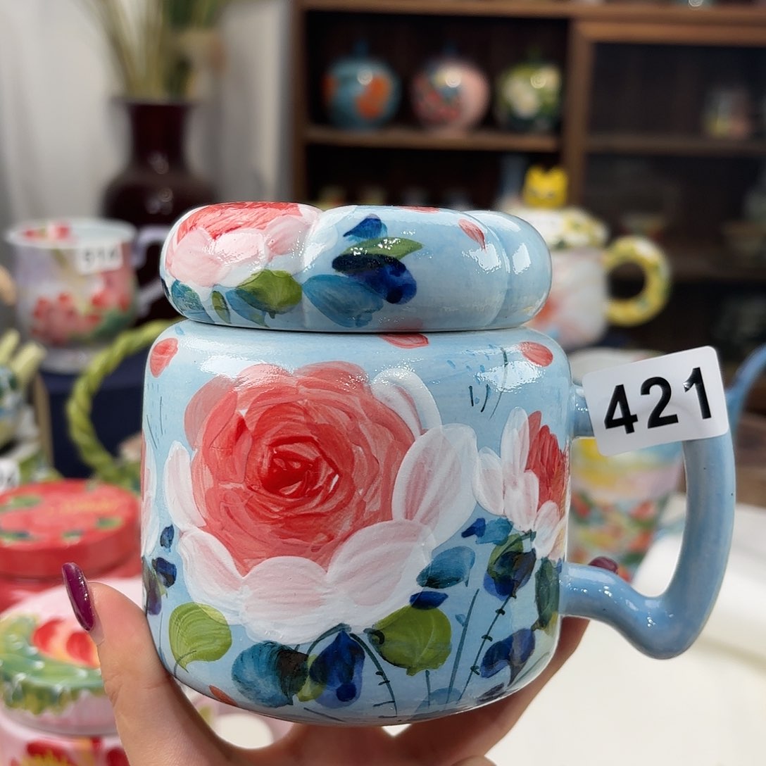 瓷片景德镇手绘高温釉下彩陶瓷茶具