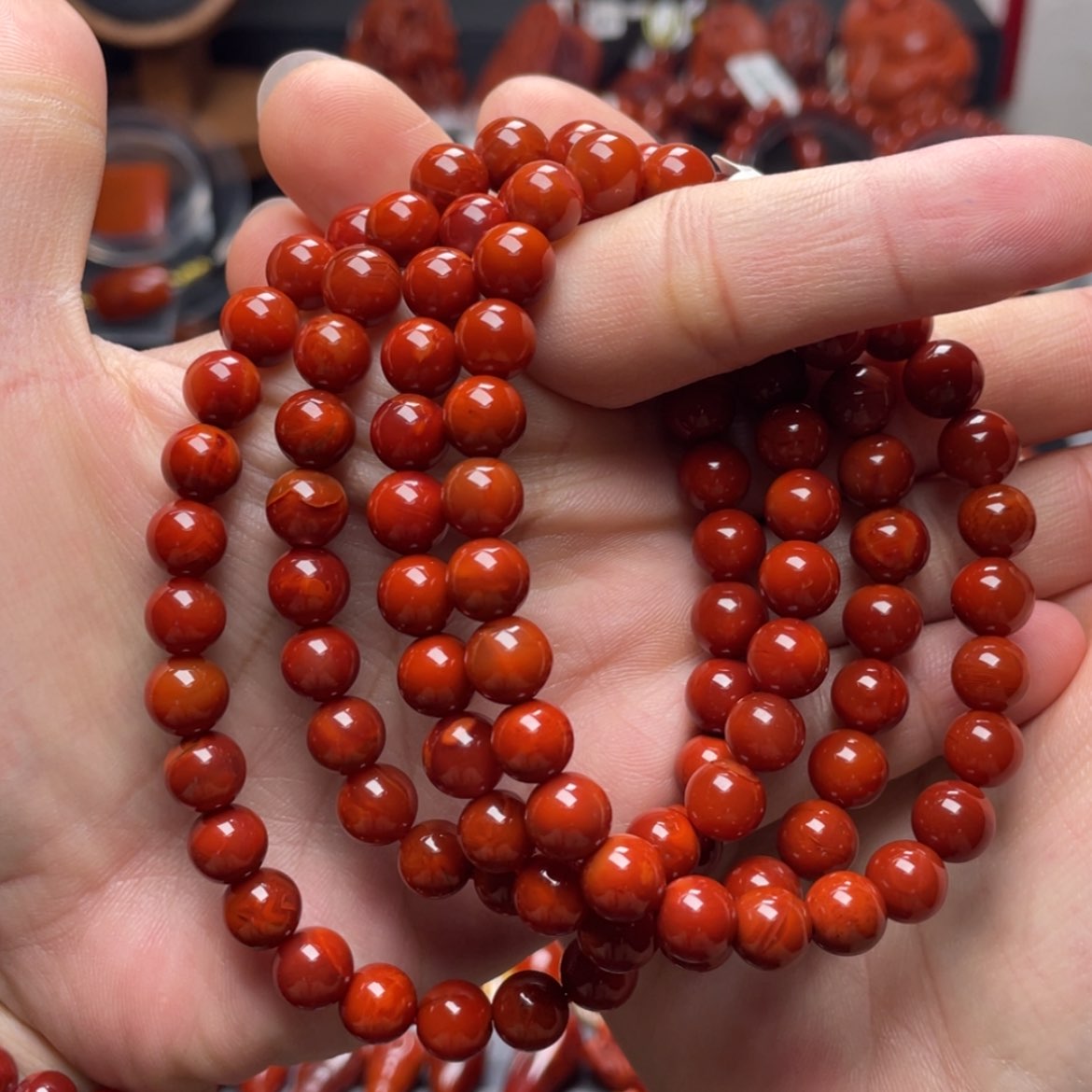 【闪购商品】未镶嵌8mm高货锦红多圈南红玛瑙